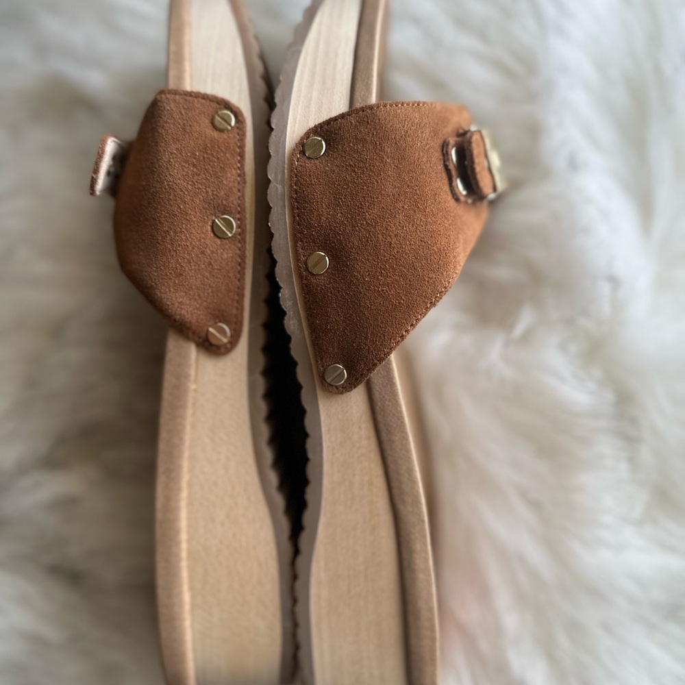 Dr. Scholl's Tan Suede Buckle Sandals - Picture 7 of 14